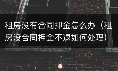 租房没有合同押金怎么办（租房没合同押金不退如何处理）