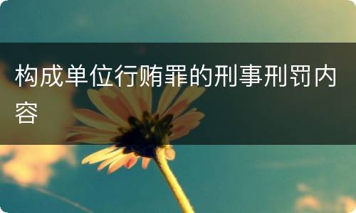 构成单位行贿罪的刑事刑罚内容