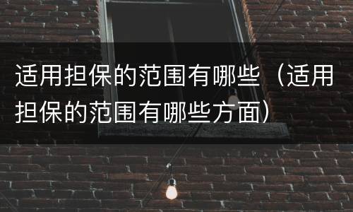 适用担保的范围有哪些（适用担保的范围有哪些方面）