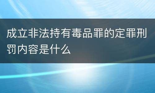 成立非法持有毒品罪的定罪刑罚内容是什么