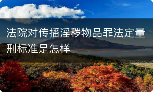 法院对传播淫秽物品罪法定量刑标准是怎样