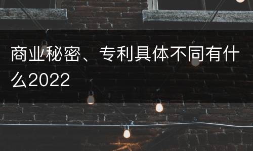 商业秘密、专利具体不同有什么2022