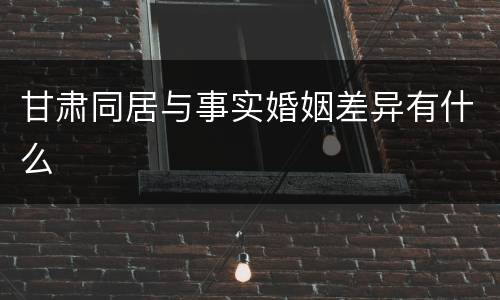 甘肃同居与事实婚姻差异有什么