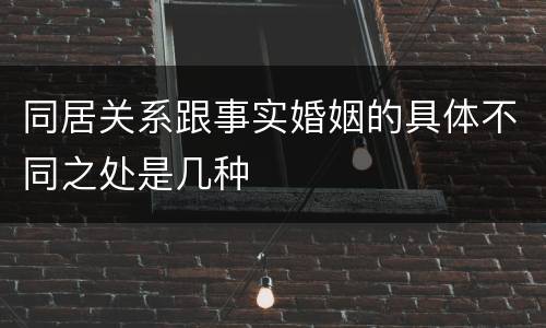 同居关系跟事实婚姻的具体不同之处是几种