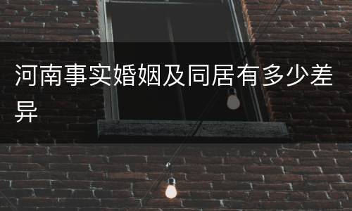 河南事实婚姻及同居有多少差异