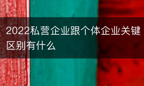 2022私营企业跟个体企业关键区别有什么