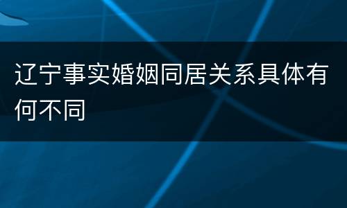 辽宁事实婚姻同居关系具体有何不同