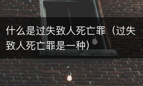 什么是过失致人死亡罪（过失致人死亡罪是一种）