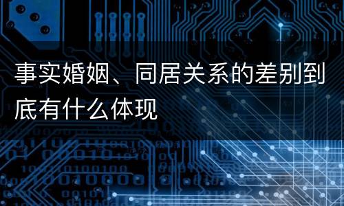 事实婚姻、同居关系的差别到底有什么体现