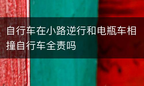 自行车在小路逆行和电瓶车相撞自行车全责吗