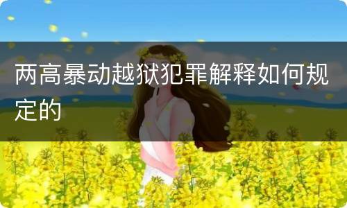 两高暴动越狱犯罪解释如何规定的