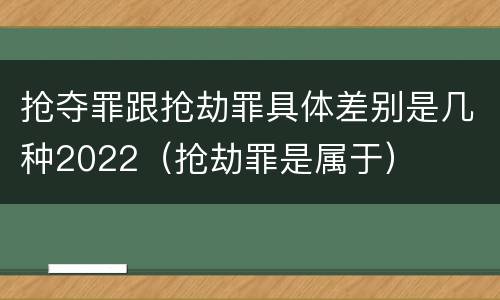 抢夺罪跟抢劫罪具体差别是几种2022（抢劫罪是属于）