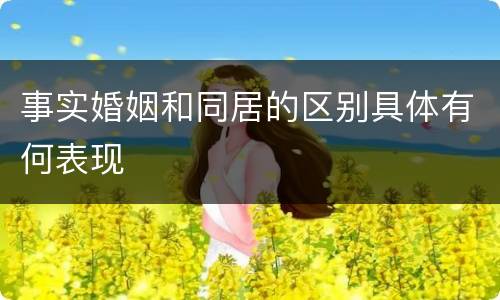 事实婚姻和同居的区别具体有何表现