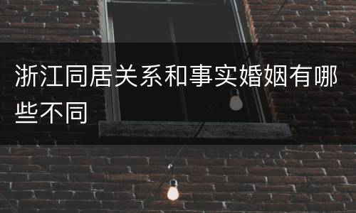 浙江同居关系和事实婚姻有哪些不同