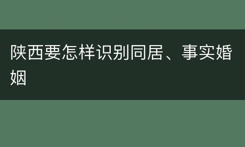 陕西要怎样识别同居、事实婚姻
