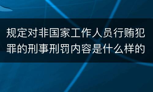 规定对非国家工作人员行贿犯罪的刑事刑罚内容是什么样的