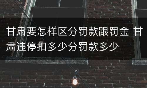 甘肃要怎样区分罚款跟罚金 甘肃违停扣多少分罚款多少