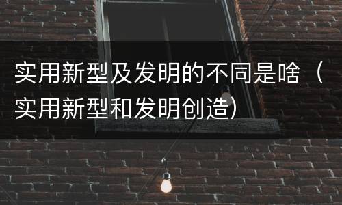 实用新型及发明的不同是啥（实用新型和发明创造）