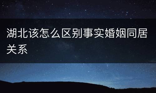 湖北该怎么区别事实婚姻同居关系