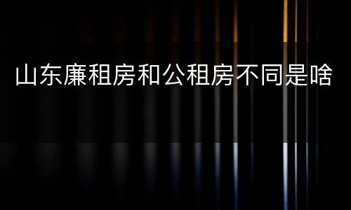 山东廉租房和公租房不同是啥