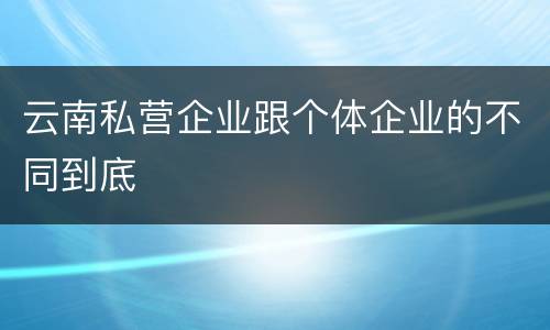云南私营企业跟个体企业的不同到底