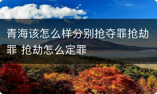 青海该怎么样分别抢夺罪抢劫罪 抢劫怎么定罪