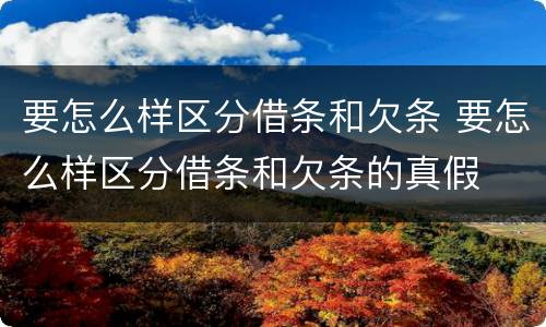 要怎么样区分借条和欠条 要怎么样区分借条和欠条的真假