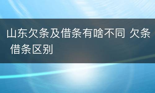 山东欠条及借条有啥不同 欠条 借条区别