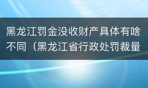 黑龙江罚金没收财产具体有啥不同（黑龙江省行政处罚裁量标准）