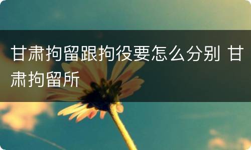 甘肃拘留跟拘役要怎么分别 甘肃拘留所