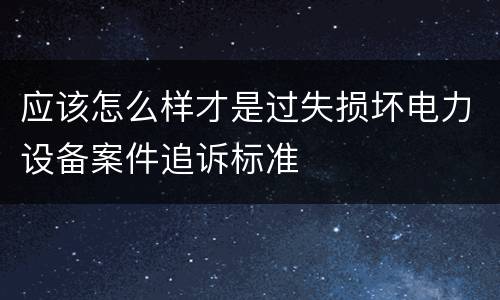 应该怎么样才是过失损坏电力设备案件追诉标准