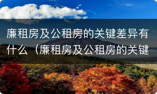 廉租房及公租房的关键差异有什么（廉租房及公租房的关键差异有什么不同）