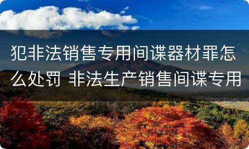 犯非法销售专用间谍器材罪怎么处罚 非法生产销售间谍专用器材罪情节严重