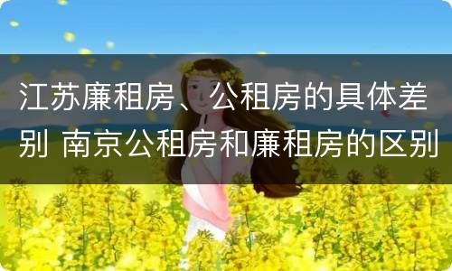 江苏廉租房、公租房的具体差别 南京公租房和廉租房的区别