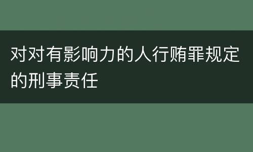对对有影响力的人行贿罪规定的刑事责任