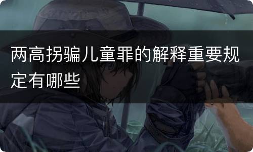 两高拐骗儿童罪的解释重要规定有哪些