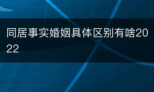 同居事实婚姻具体区别有啥2022