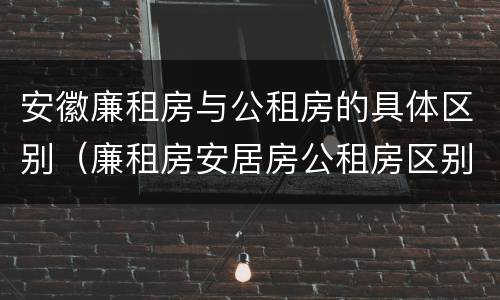 安徽廉租房与公租房的具体区别（廉租房安居房公租房区别）