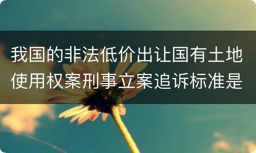 我国的非法低价出让国有土地使用权案刑事立案追诉标准是怎么样规定