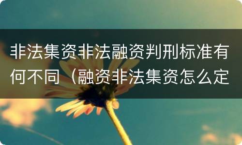 非法集资非法融资判刑标准有何不同（融资非法集资怎么定罪）