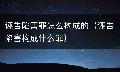 诬告陷害罪怎么构成的（诬告陷害构成什么罪）