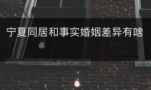宁夏同居和事实婚姻差异有啥