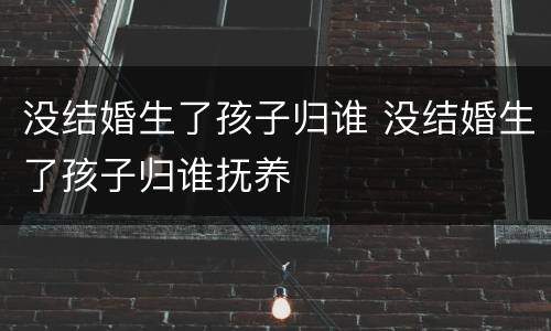 没结婚生了孩子归谁 没结婚生了孩子归谁抚养