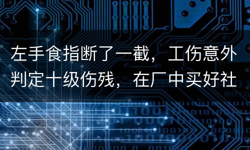 左手食指断了一截，工伤意外判定十级伤残，在厂中买好社保，用人单位该如何赔钱