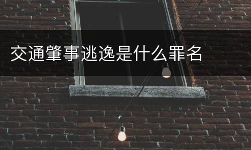 交通肇事逃逸是什么罪名