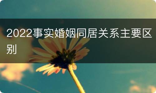 2022事实婚姻同居关系主要区别