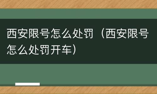 西安限号怎么处罚（西安限号怎么处罚开车）