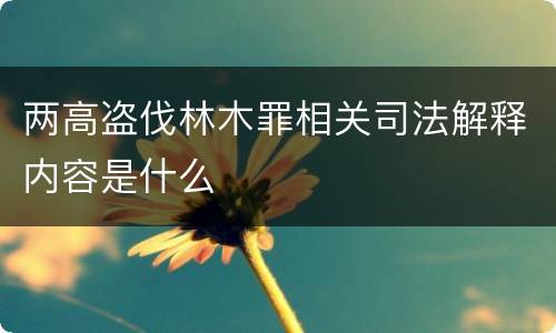 两高盗伐林木罪相关司法解释内容是什么