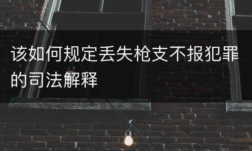 该如何规定丢失枪支不报犯罪的司法解释