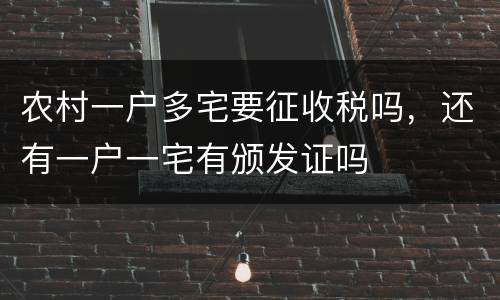 农村一户多宅要征收税吗，还有一户一宅有颁发证吗
